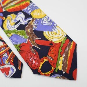 Next Exit Food Burger Black Multi-Colored Novelty Print‎ Long Tie
